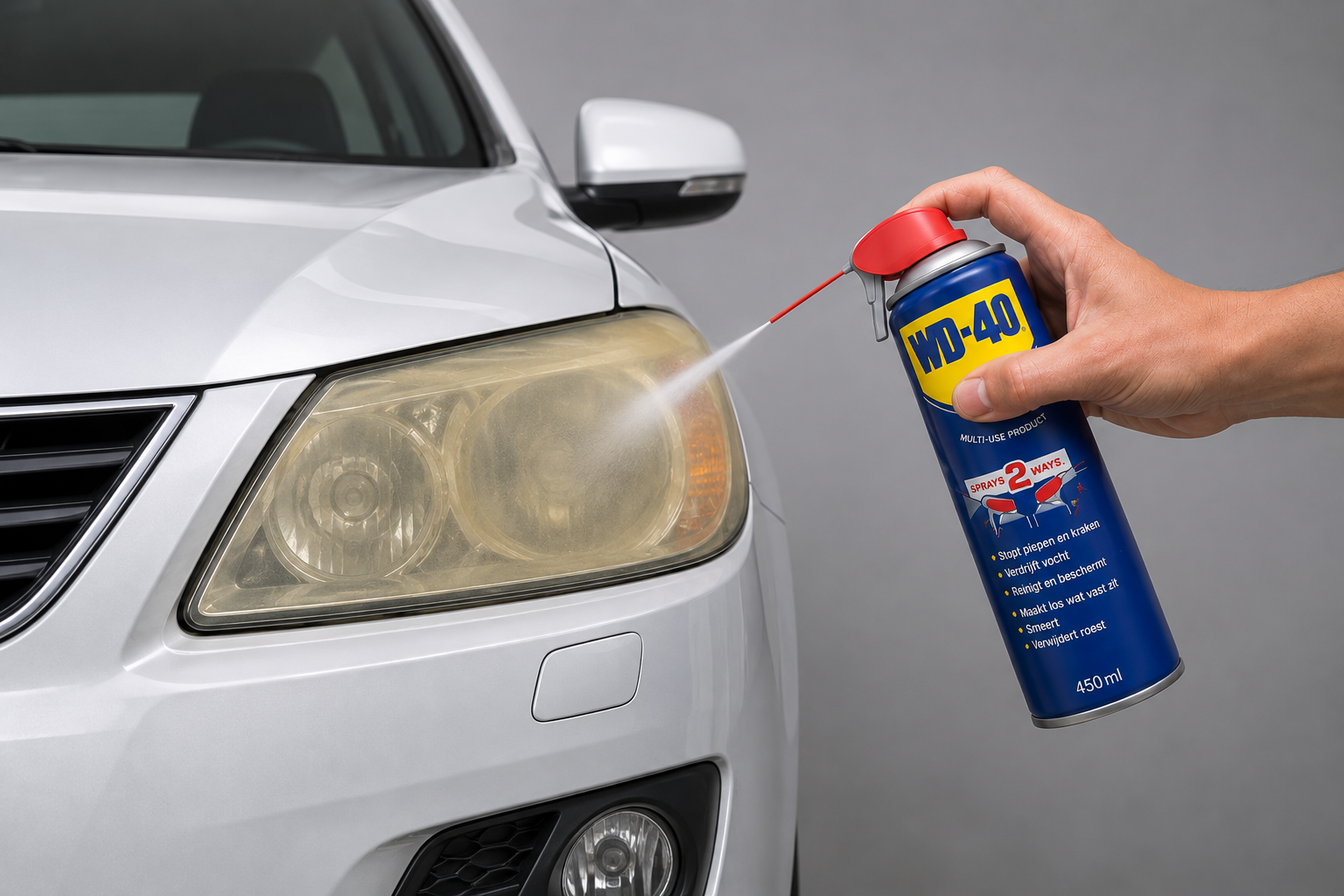 WD40 op koplampen spuiten