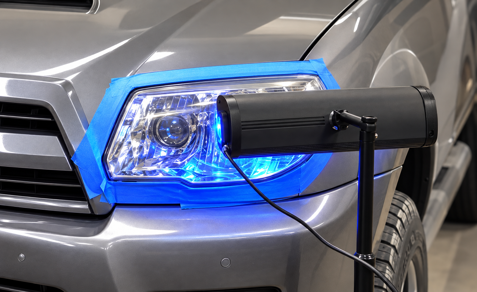 polijsten en schuren van een koplamp