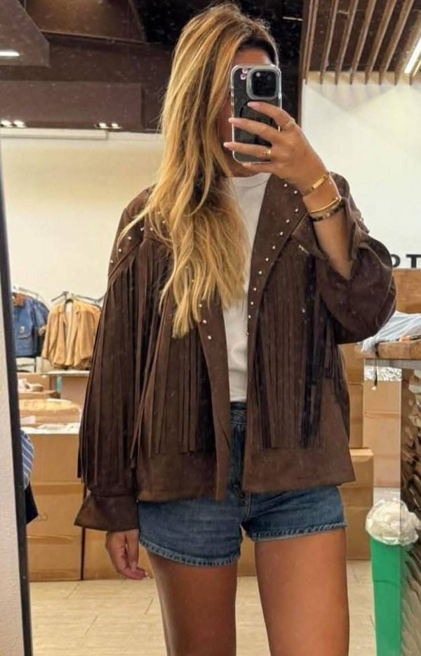 Veste à frange clouté