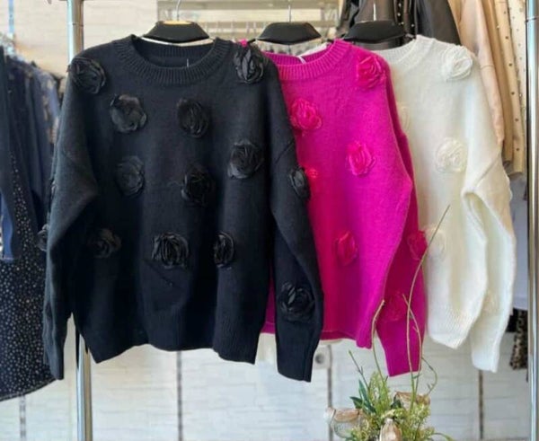 Pull broderie fleurs