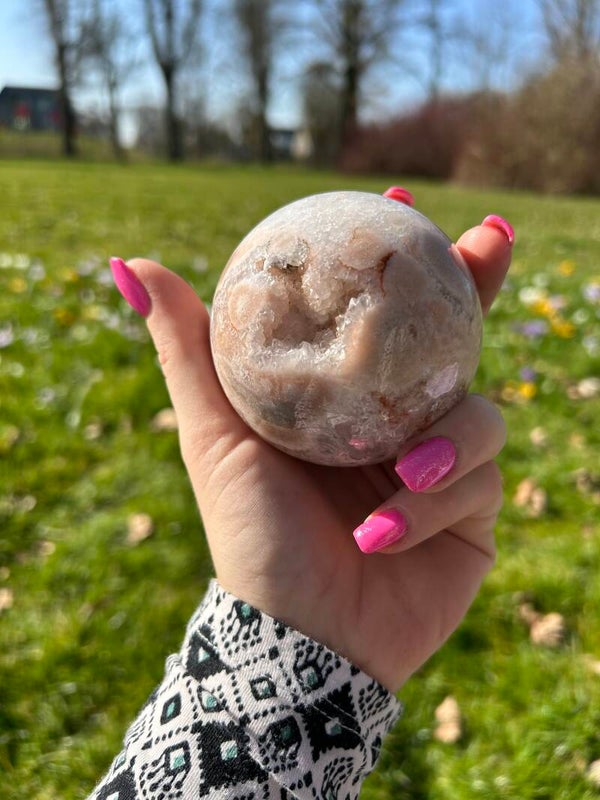 Roze Bloem Agaat Bol