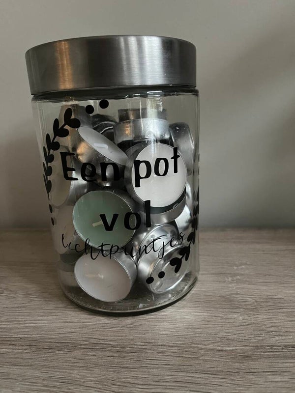 Glazen pot ‘een pot vol lichtpuntjes’