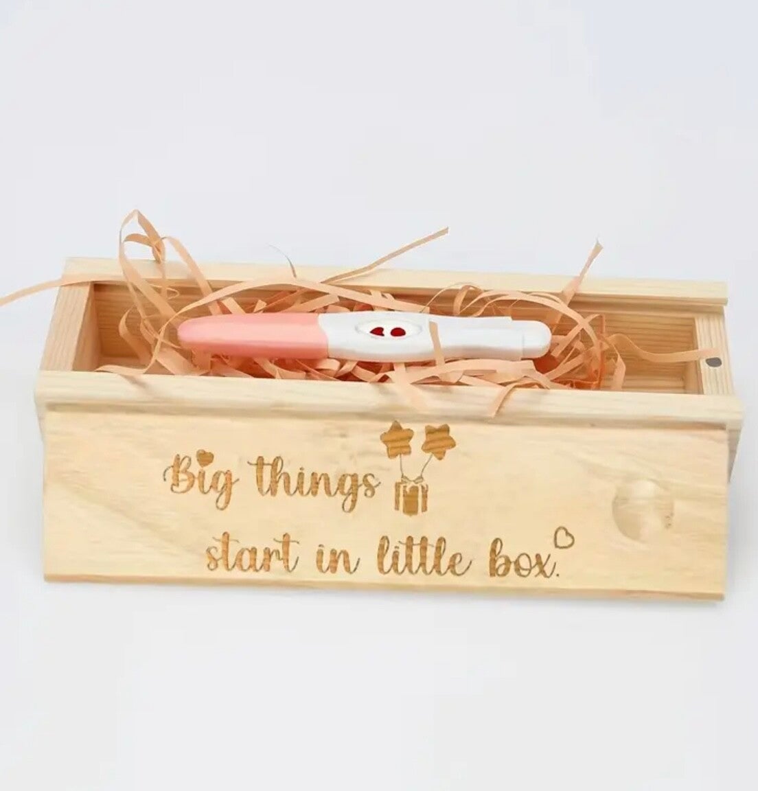 Houten bewaardoos zwangerschapstest