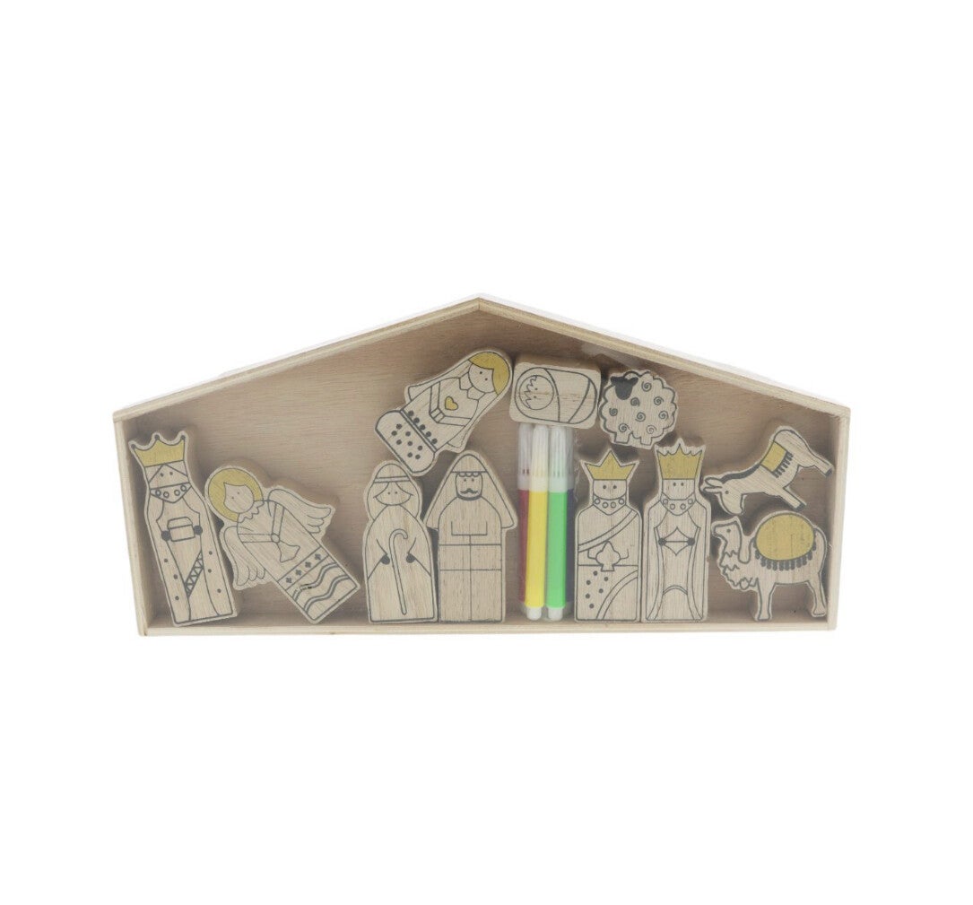 Kerststal hout 11 delig