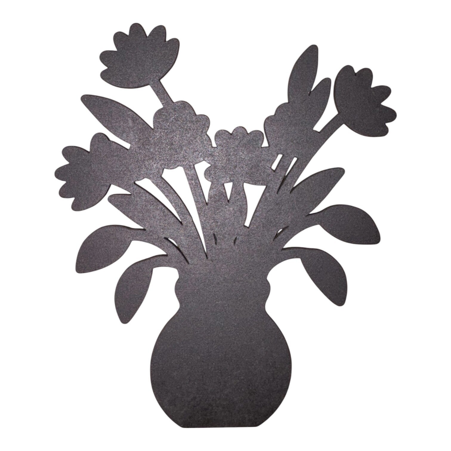 Houten vaas veel bloemen