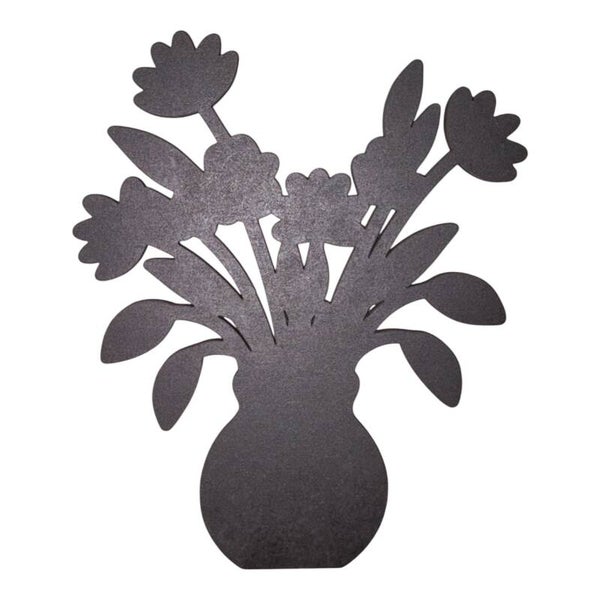 Houten vaas veel bloemen