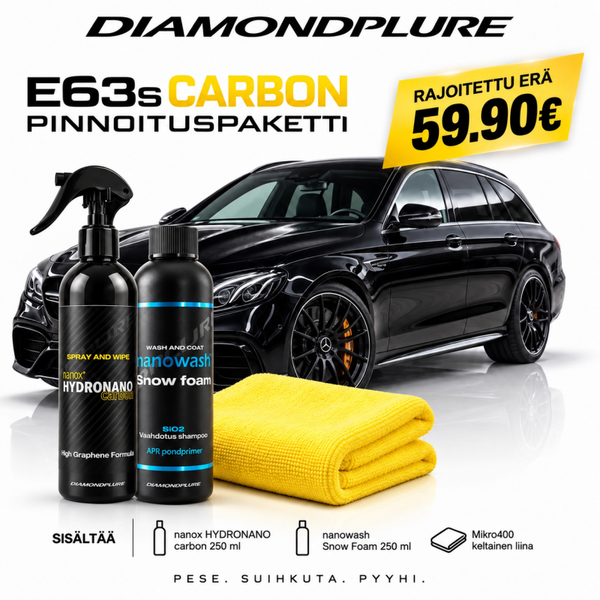 Auton pinnoitepaketti E63s Carbon – grafeenipinnoite + pesu + viimeistely