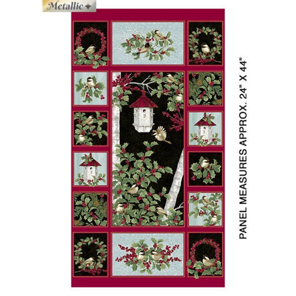 Festive Chickadees - Panel (Kerst)