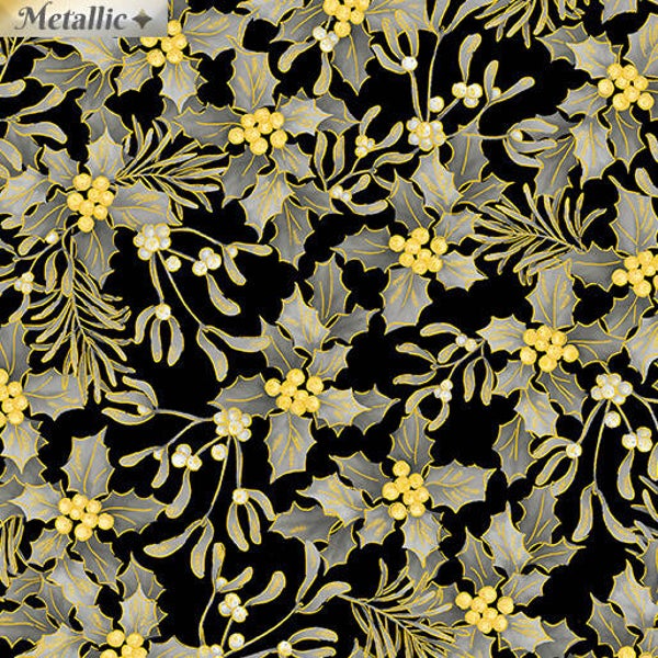 Rejoice, Holly & Mistletoe Black/Gold (Kerst)