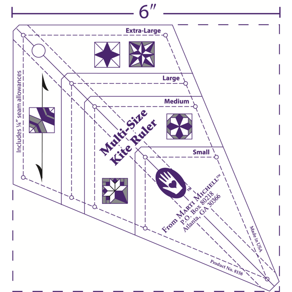 8158 - Multi-size Kite Ruler, Marti Michell Rulers