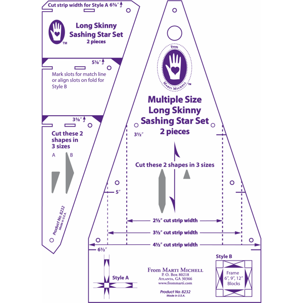 8232 - Long Skinny Sashing Star Set (2p), Marti Michell Rulers