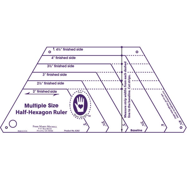 8282 - Multi-Size Half-Hexagon Ruler, Marti Michell