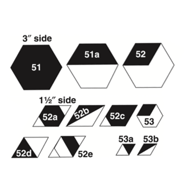 8951 - Set H, Large Hexagon Set (3p), Marti Michell Templates