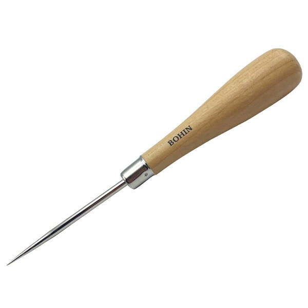 TAPERED AWL - STRAIGHT WOODEN HANDLE - 16cm, BOHIN