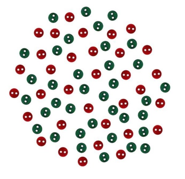 Knopen - Micro Mini Round Red & Green