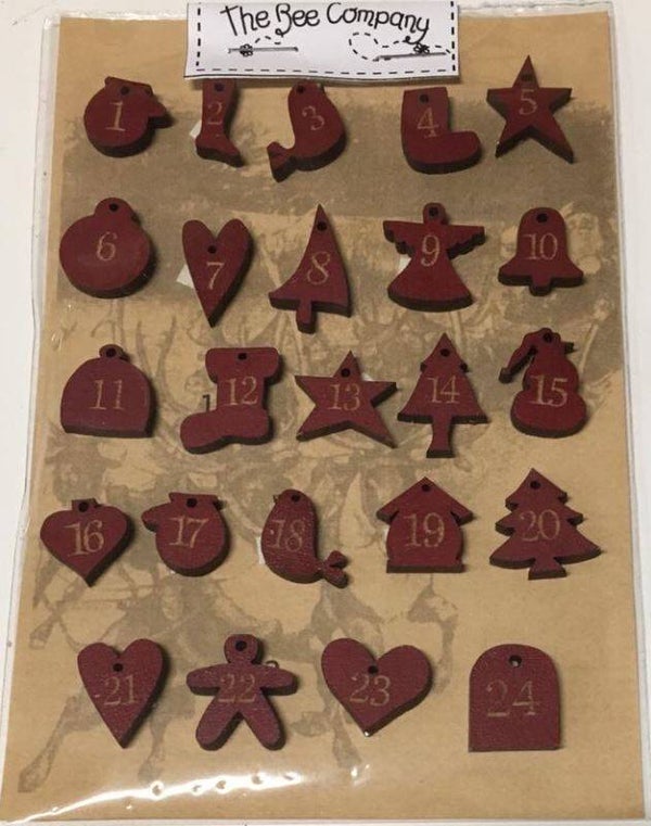 Knopen - Les Boutis de Lucie 24 small Adventcalendar buttons - Red