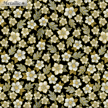 Rejoice, Opulent Small Flowers Black/Gold