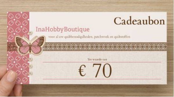 Cadeaubon ter waarde van €70