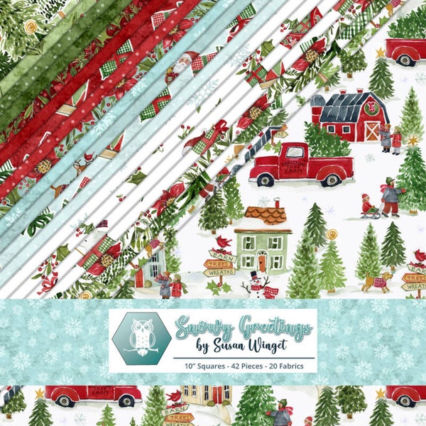 SNOWY GREETINGS, Stack 10x10 inch (42 pc) - Layer Cake
