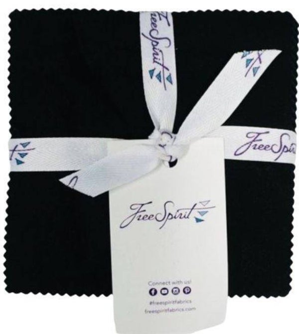 Free Spirit - Solid Zwart, 5x5 Charmpack
