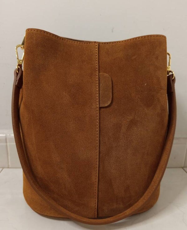 I Secchielli Camoscio – borsa secchiello in pelle scamosciata made in Italy