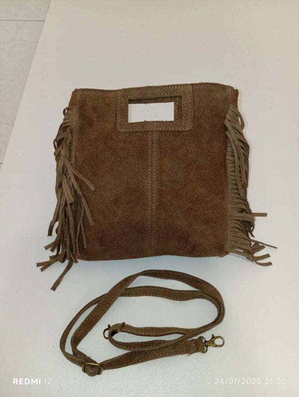 Le Frangettine – borsetta in pelle camoscio frange made in Italy