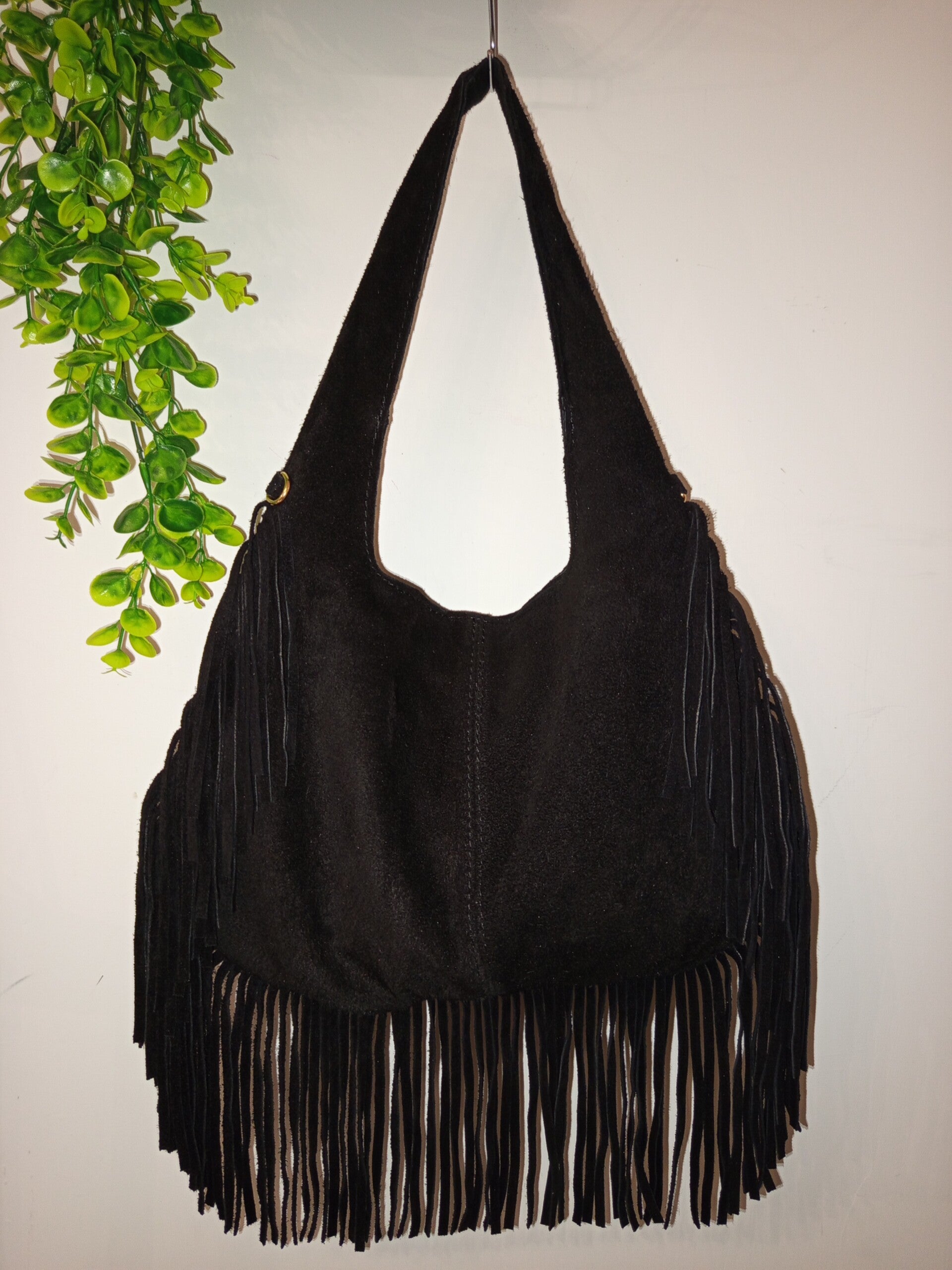 Borsa in Camoscio con Frange – Vera Pelle Made in Italy Anem Bags