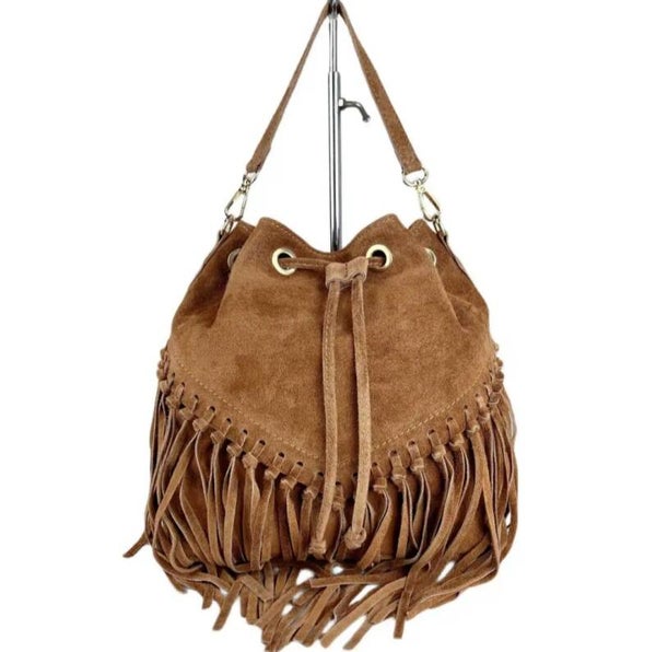 "Samira" Secchiello in camoscio con frange