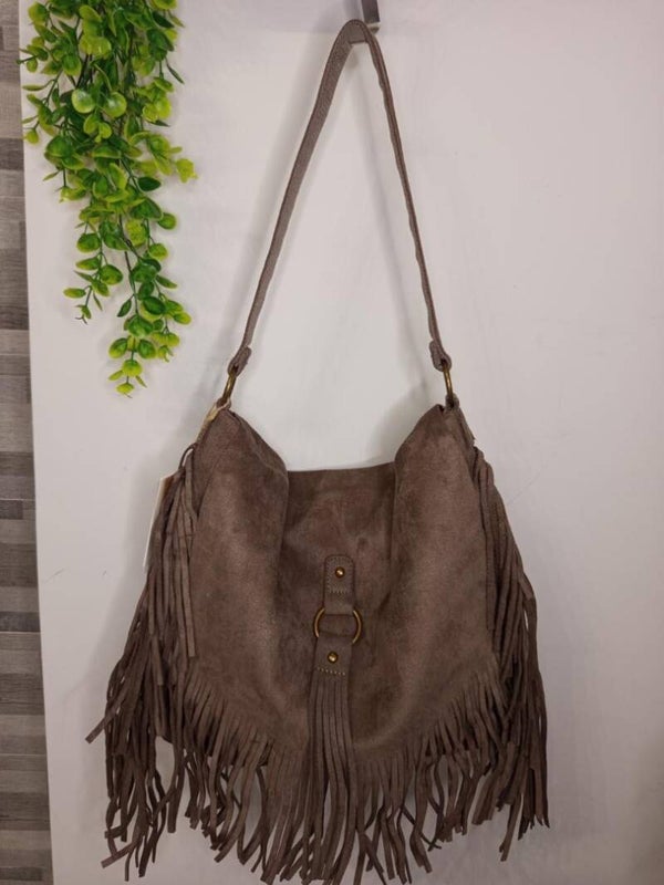 Borsa a Spalla "Boho" in Scamosciato con Frange