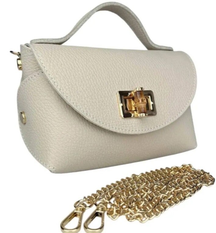 Le Bambú spring– borsetta in pelle con chiusura bambù