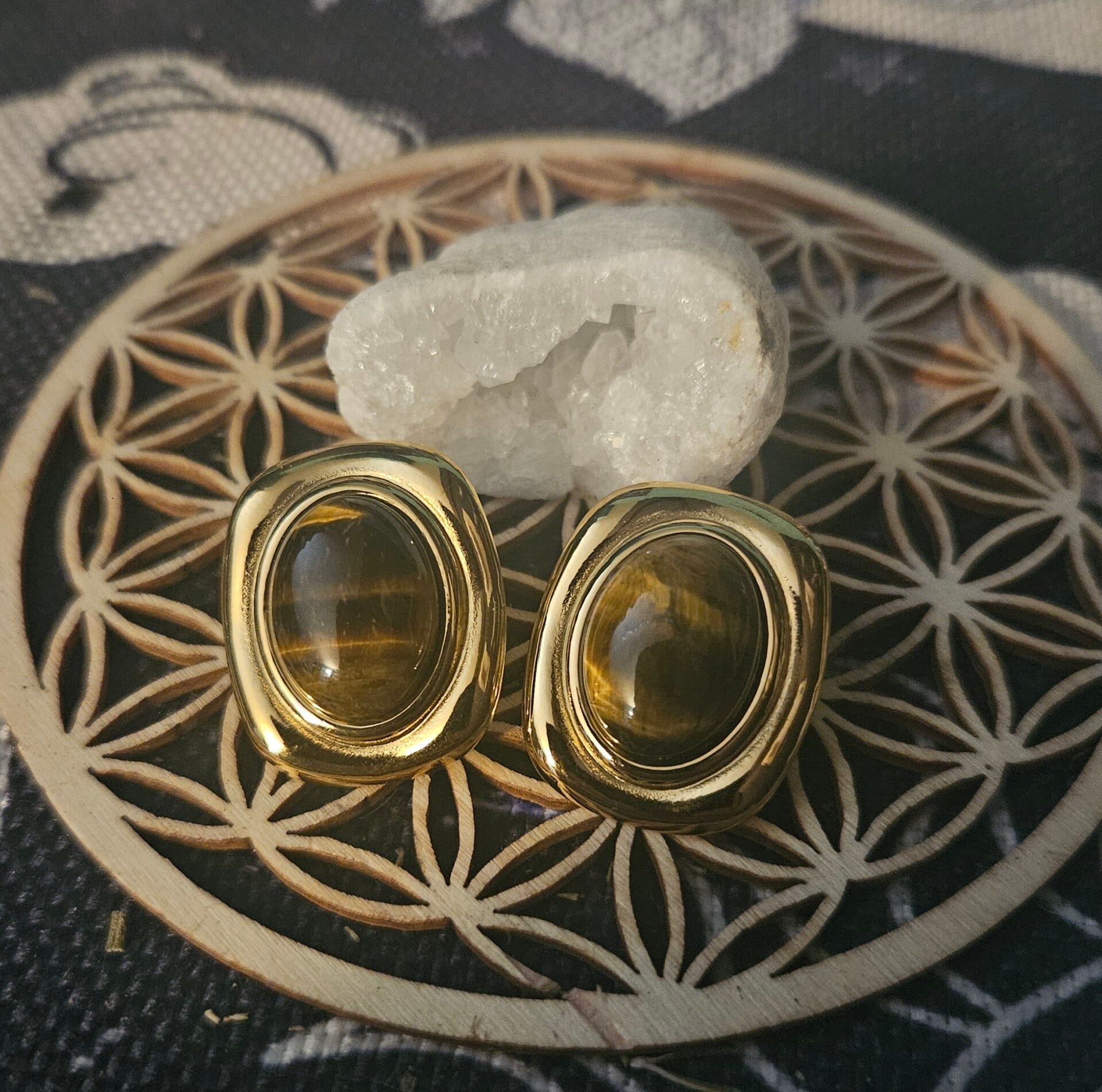 Boucle d'oreille œil de tigre