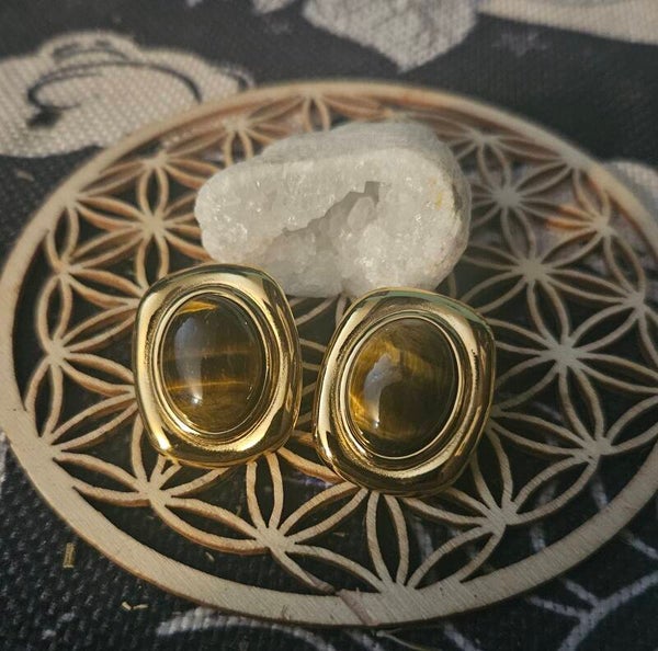 Boucle d'oreille œil de tigre
