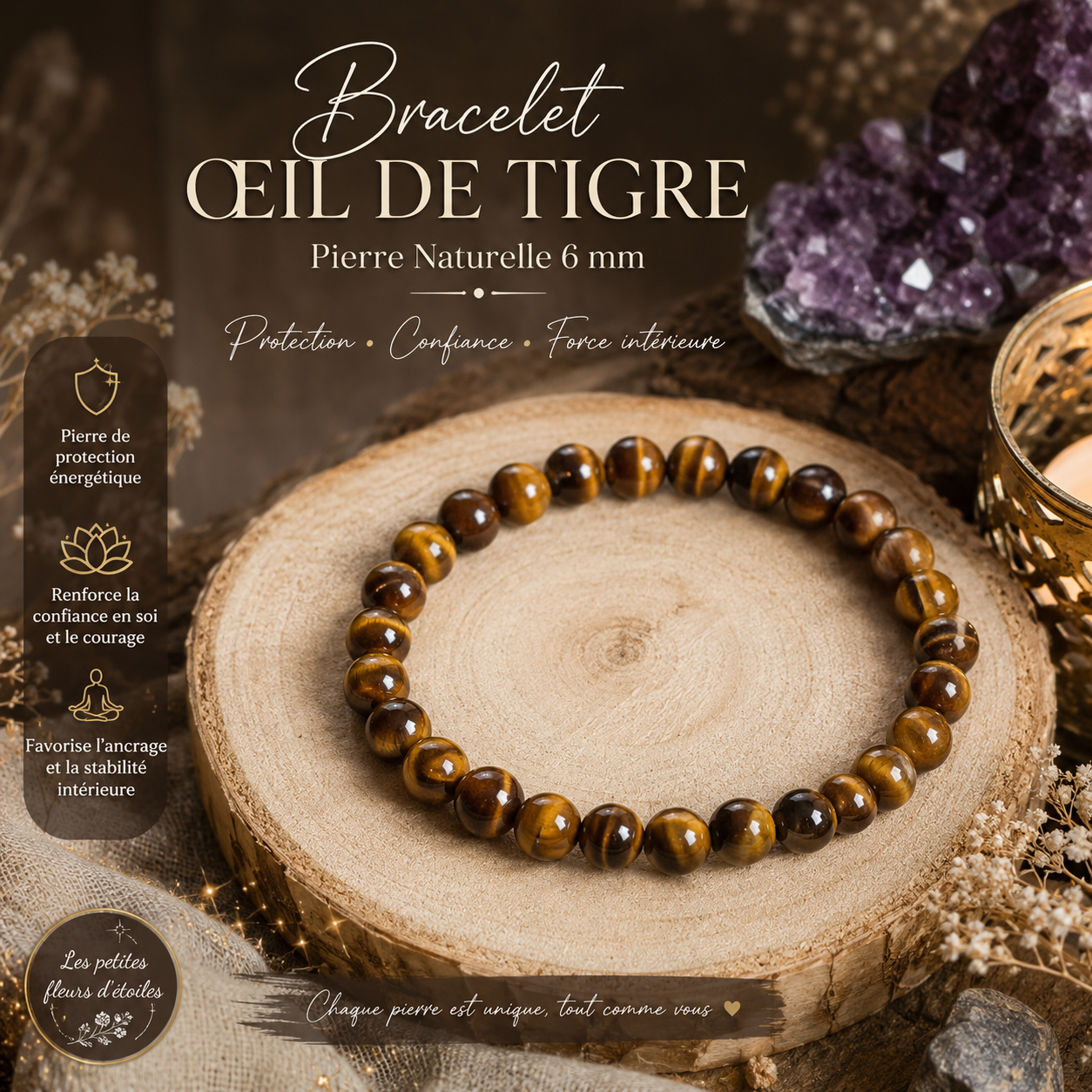 Bracelet oeil de tigre 6mm