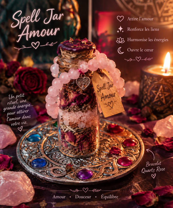 Spell jar et bracelet quartz Rose