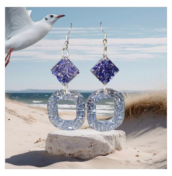 Boucles d'oreilles bleues sky.