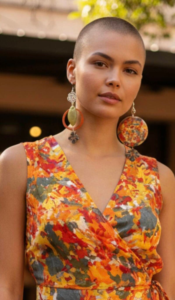 Boucles d'oreilles art multicolore éclatant