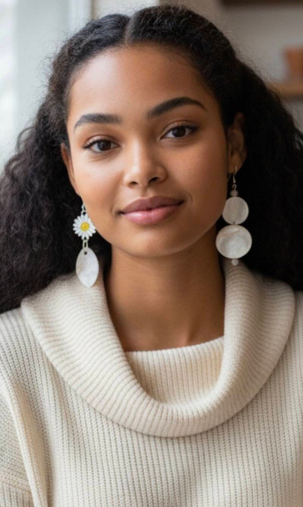 Boucles d'oreilles Éclat Floral en Nacre