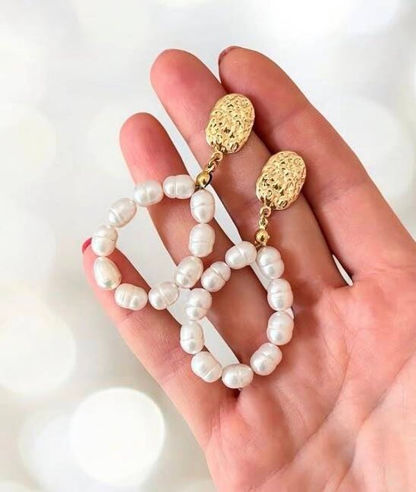 Aire - Statement oorbellen met rivierparels