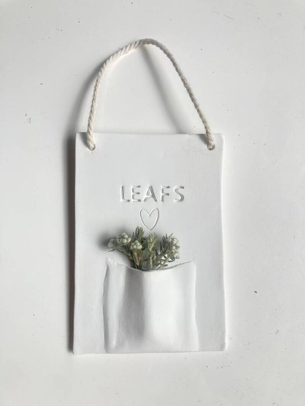 Klei tegel - Leafs - met bloem