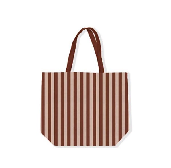 Canvas tas - Stripes - Mokka/beige