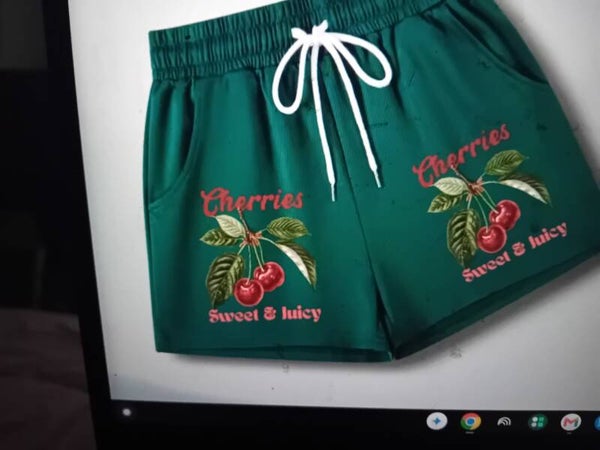 Cherry design womens shorts