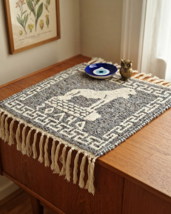 Vintage Grieks Wandkleed 'Leeuwen van Delos' - Handgemaakt​