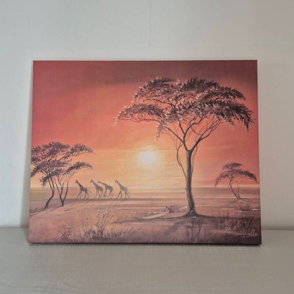 Vintage Leon Wells Schilderij Wildlife