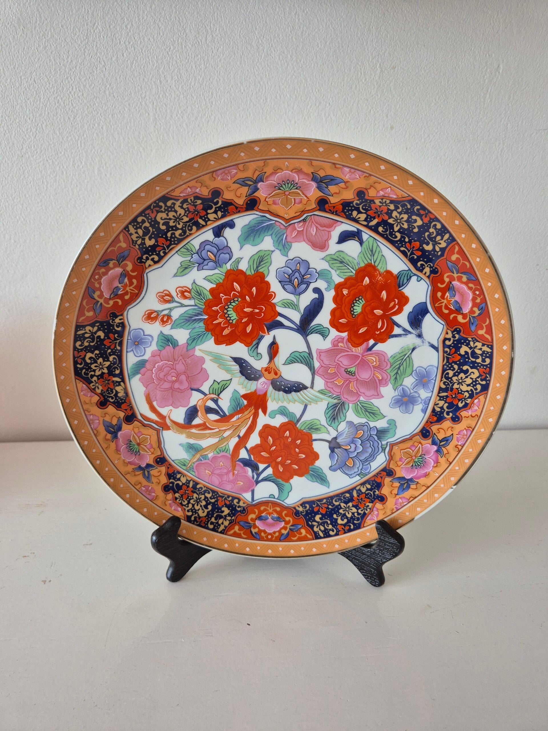 Vintage Japans Imari-Stijl Sierbord met Fenix en Pioenrozen – Marugo Japan