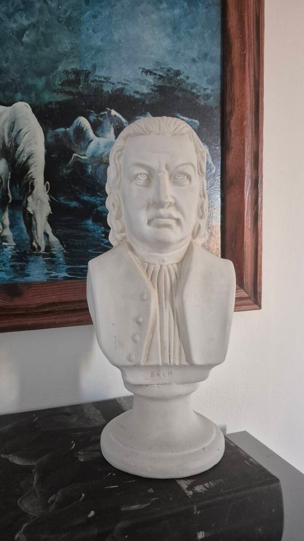 ​Klassiek gipsen borstbeeld van Johann Sebastian Bach
