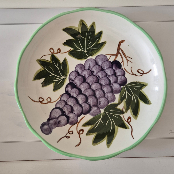 Vintage Fruitschaal Druiven handbeschilderd