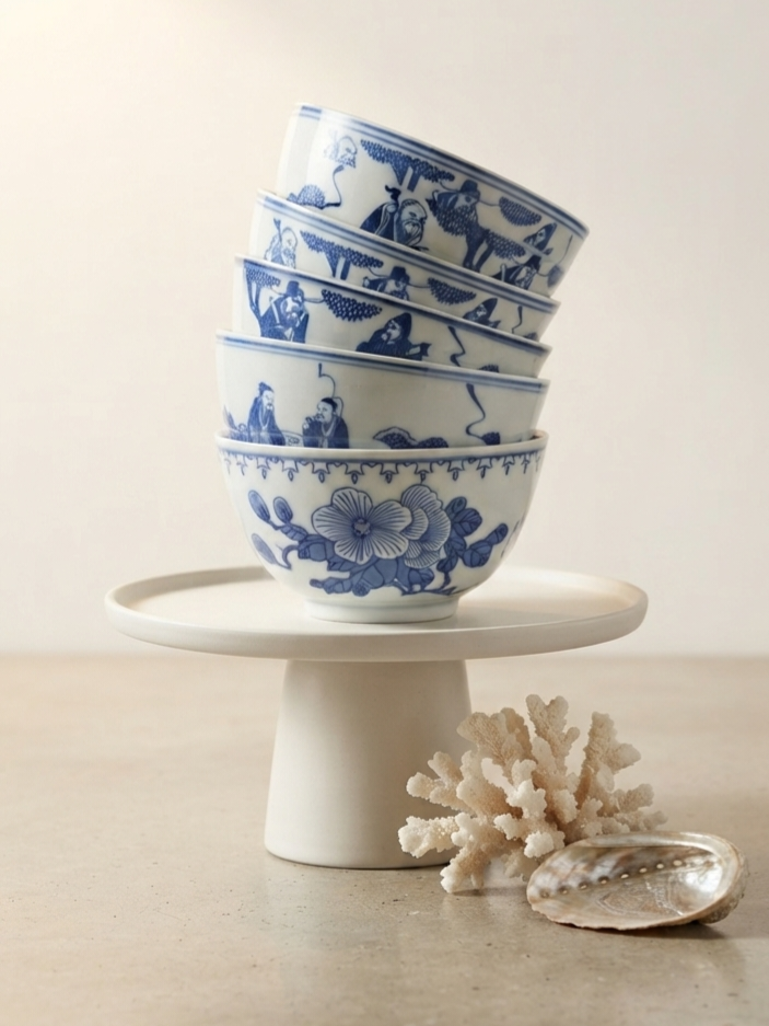 Vintage Chineze kommen, blauwwit