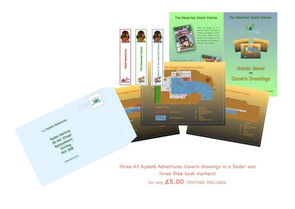 THE DESERTED ISLAND CAVERN DRAWINGS IN FOLDER