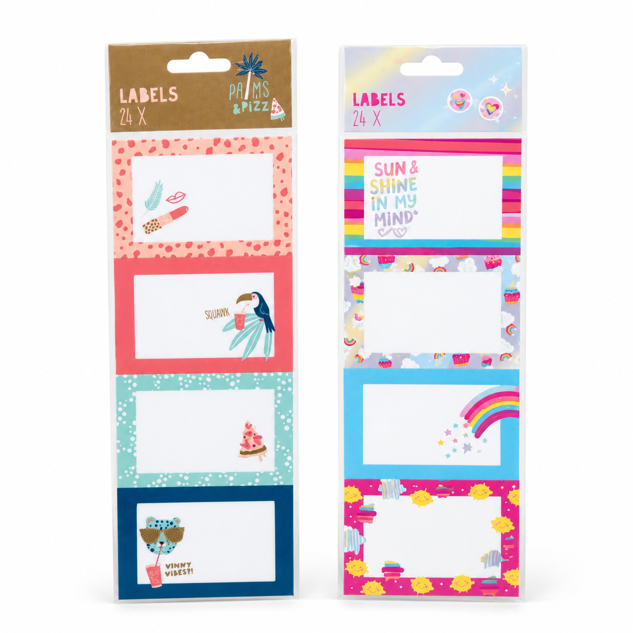 Schooletiketten assorti – 2 verpakkingen – 48 beschrijfbare naamstickers