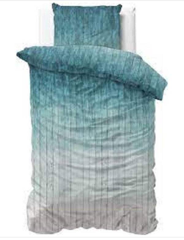 Wood Fresh Turquoise 140/200 Dekbedovertrek en Kussensloop Set